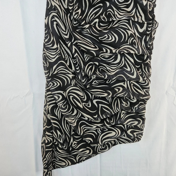 Likely Gemella Womens Mini Dress Sz 6 Black-Cream One Shoulder Asymmetrical Hem - Picture 9 of 14